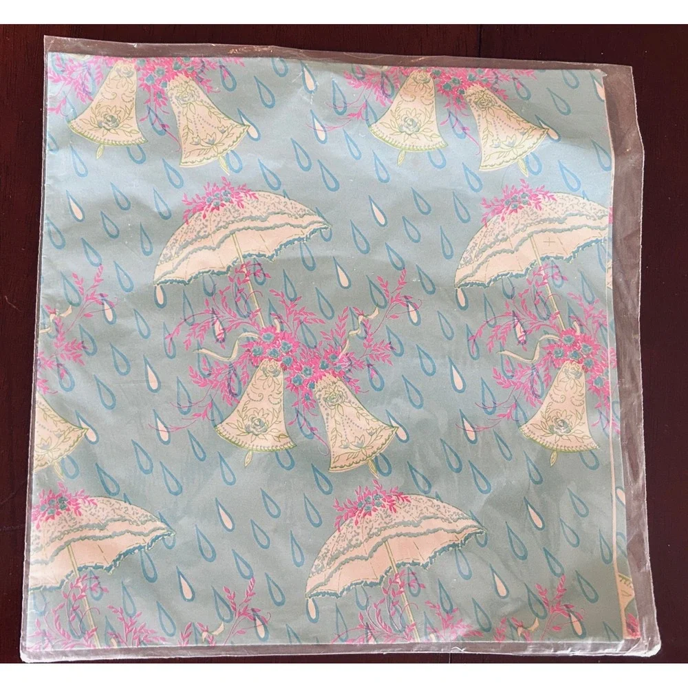 Vintage‎ CA Reed Bridal Shower Gift Wrap 2 Sheets Blue Pink lime 20x30